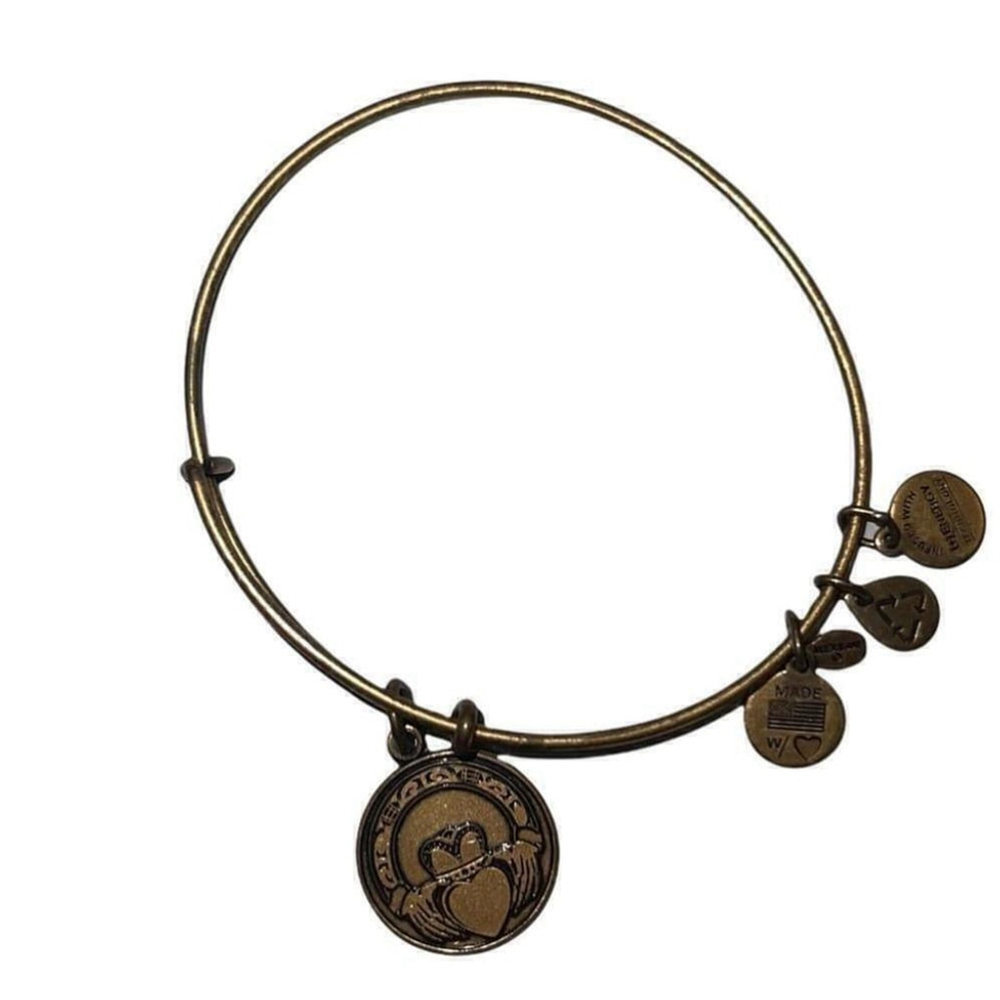 Alex and Ani Claddagh Charm Bangle Bracelet - Rafaelian Gold Finish